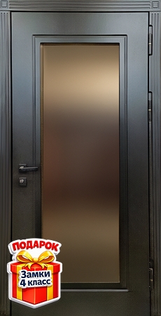 Стальная дверь с панелями МДФ ПВХ и большим остеклением