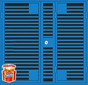 Двустворчатые жалюзийные ставни со вставкой