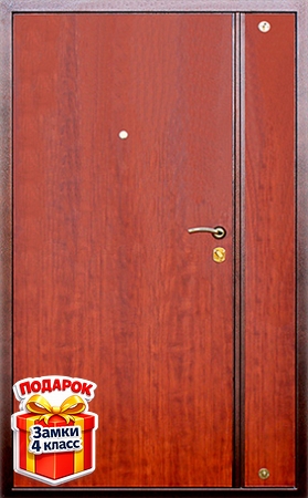 Металлическая полуторная черная порошковая дверь с ламинатом внутри