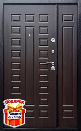 Металлическая полуторная дверь с МДФ ПВХ с обеих сторон