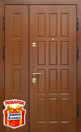 Металлическая полуторная дверь с МДФ ПВХ с обеих сторон