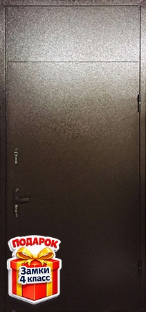 Металлическая техническая дверь с верхней вставкой и порошковым напылением