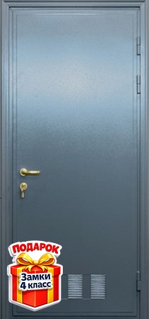 Металлическая порошковая дверь в котельную с вентиляцией