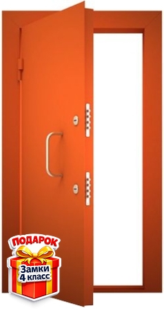 Металлическая дверь в КХО с оранжевым порошковым напылением