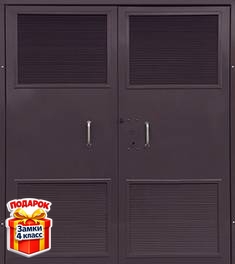 Металлическая двупольная дверь для трансформаторных с вентиляцией и порошковым напылением