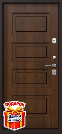 Металлическая дверь с терморазрывом и коричневыми панелями МДФ со шпоном с обеих сторон