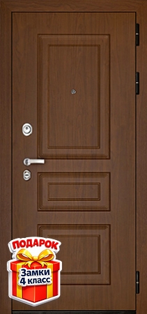 Металлическая дверь с терморазрывом и коричневыми панелями МДФ со шпоном с обеих сторон