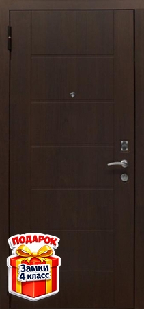 Металлическая дверь с терморазрывом и коричневыми панелями МДФ со шпоном снаружи и внутри
