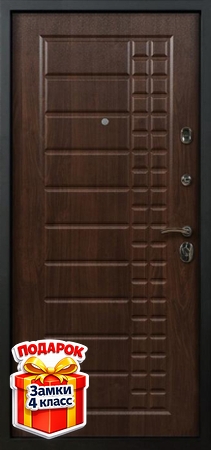 Металлическая дверь с терморазрывом и коричневыми панелями МДФ со шпоном снаружи и ПВХ внутри
