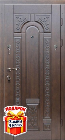 Металлическая дверь с терморазрывом и коричневыми панелями МДФ со шпоном снаружи и ПВХ внутри