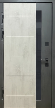Входная термодверь с комбинированными плитами МДФ с узким стеклопакетом Входная термодверь с комбинированными плитами МДФ с узким стеклопакетом