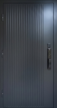 Входная дверь с фрезерованными панелями МДФ антрацит с электронным замком Входная дверь с фрезерованными панелями МДФ антрацит с электронным замком