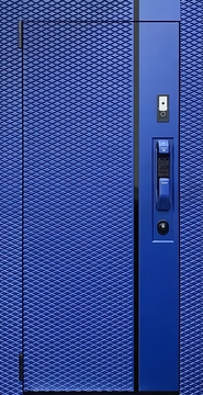 Стальная современная дверь с синими фрезерованными панелями МДФ (RAL 5002) и «умным» электронным замком Стальная современная дверь с синими фрезерованными панелями МДФ (RAL 5002) и «умным» электронным замком
