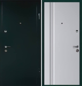 Металлическая темно-зеленая порошковая дверь с МДФ RAL внутри Металлическая темно-зеленая порошковая дверь с МДФ RAL внутри